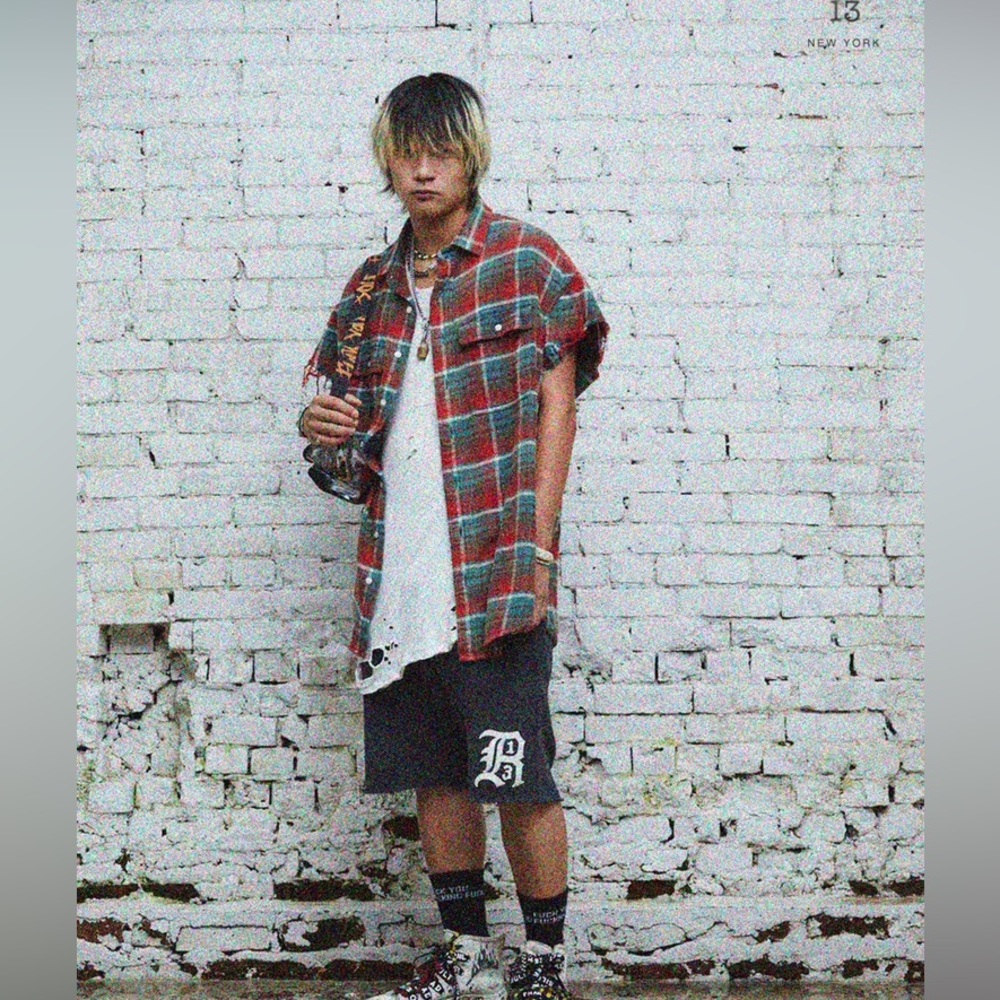 R13 Plaid Oversized cutoff Shirt. Size Large